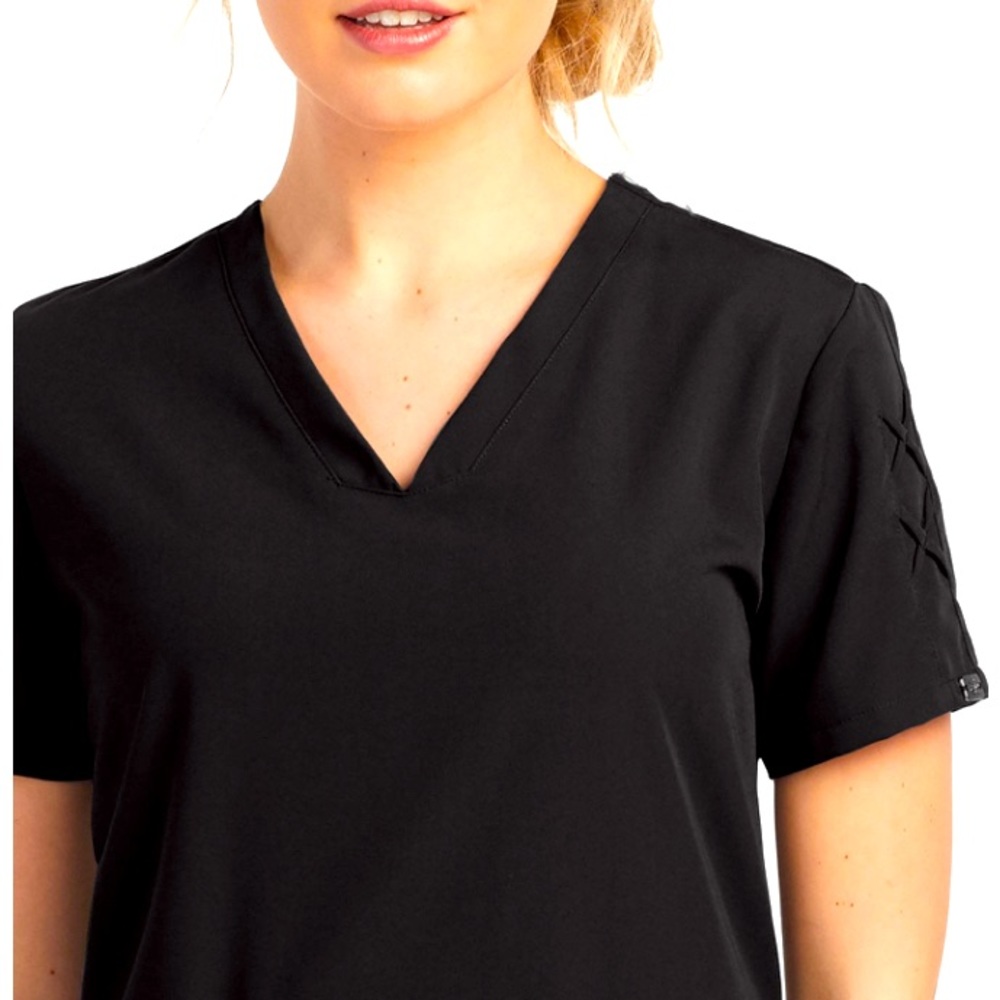 Astra Black Top S Small Grey’s Anatomy Signature Scrub Criss cross shoulder